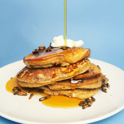 Gingerbread & cricket powder pancakes with maple crickets