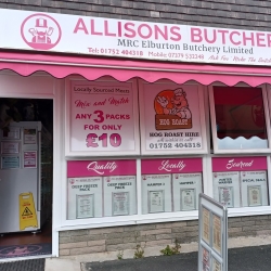 Front of Allisons Butchers Shop Elburton Village