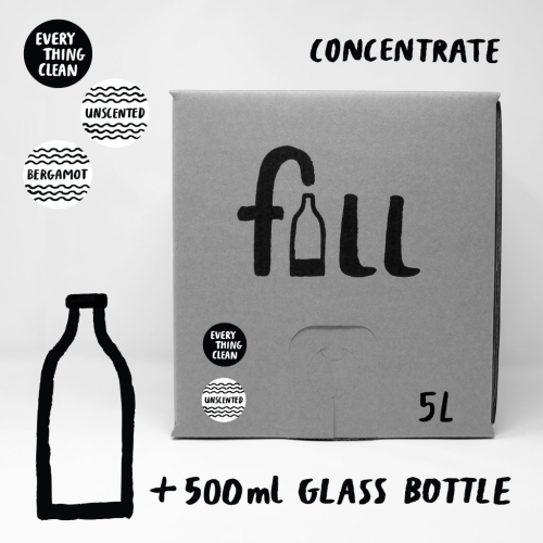 FILL EVERYTHING CLEAN 5L + 500ML GLASS BOTTLE (UNSCENTED)