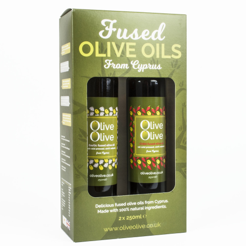DUO Fused Olive Oil 2 x 250ml Bottle Gift Pack with 2 pourers
