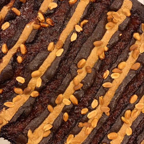 Vegan Chocolate Brownie with Caramelised Banana Jam & Peanut Butter