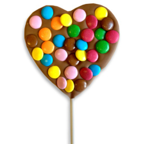 HEART LOLLY WITH CHOCOLATE BEANS