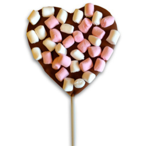 HEART LOLLY WITH MINI MARSHMALLOWS