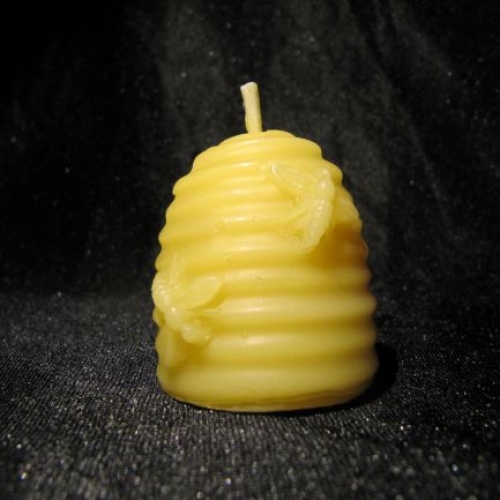 Beeswax candle skep with bees