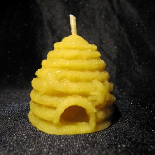 Beeswax candle textured skep with bees