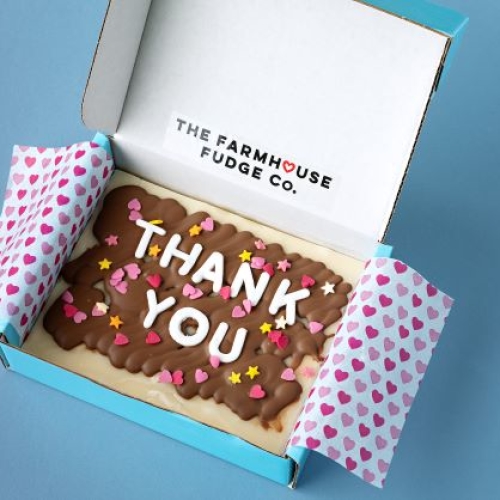 'Thank You' Personalised Fudge & Chocolate slab.
