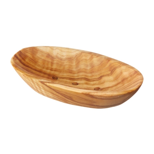 Olive wood oval soap dish
