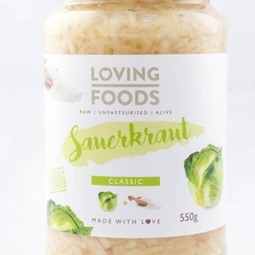 Loving Foods Raw, Unpasteurised Fermented Sauerkraut - Classic - 500g