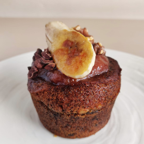 Vegan Banana, Date & Walnut Cake with Caramelised Banana Jam