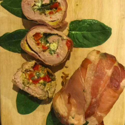 Pheasant breasts stuffed with Pesto, red peppers and garlic Pack of 2